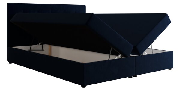 Manželská postel 140x200 STIG 9 s úložným prostorem - tmavě modrá