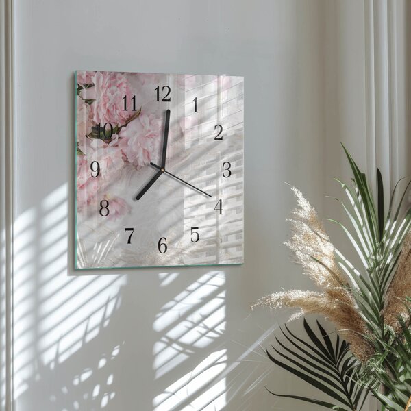 Skleněné hodiny na stěnu Květiny zskc-30x30-00059549