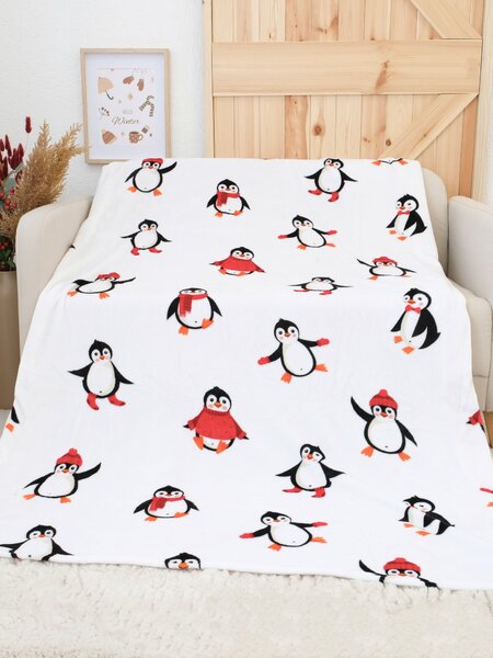 MK Lůžkoviny Deka mikroplyš Exclusive 150 × 200 cm – Tučňáci bílé