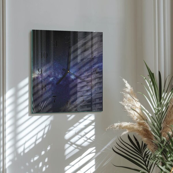 Skleněné hodiny na stěnu Galaxie zskc-30x30-00059543