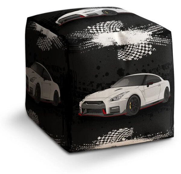 Sablio Taburet Cube Nissan GTR 35 Černý - 40x40x40 cm