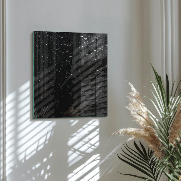 Skleněné hodiny na stěnu Kapky zskc-30x30-00059615