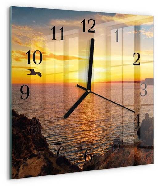 Skleněné hodiny na stěnu Západ slunce zskc-30x30-00059567