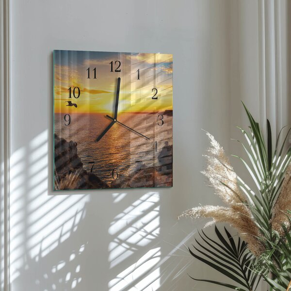 Skleněné hodiny na stěnu Západ slunce zskc-30x30-00059567