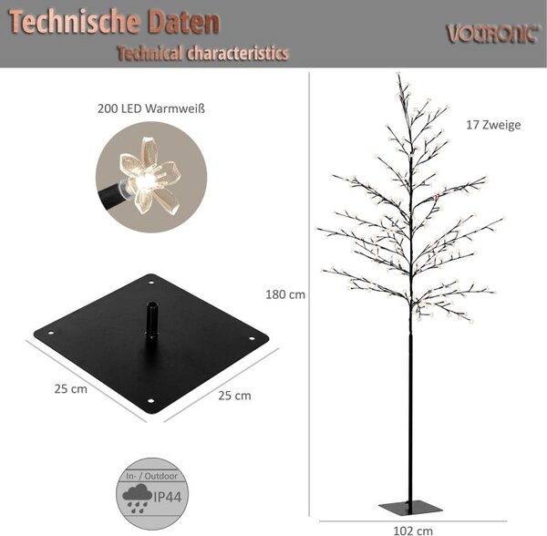 VOLTRONIC Třešňový květ 180 cm s osvětlením, 220 LED