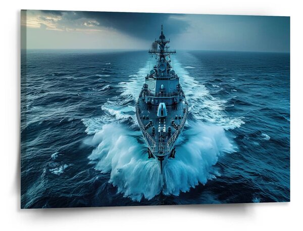 Sablio Obraz Válečná loď prorážející oceán - 150x110 cm