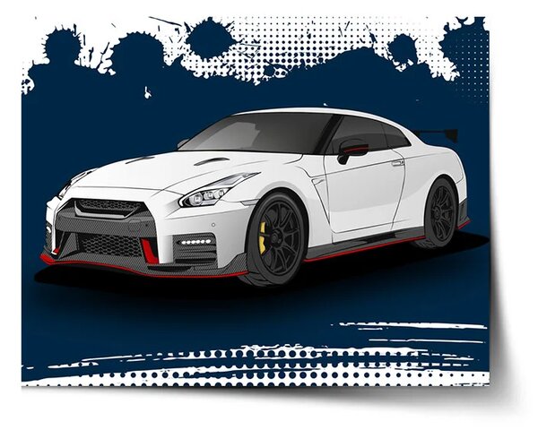 Sablio Plakát Nissan GTR 35 Modrý - 60x40 cm