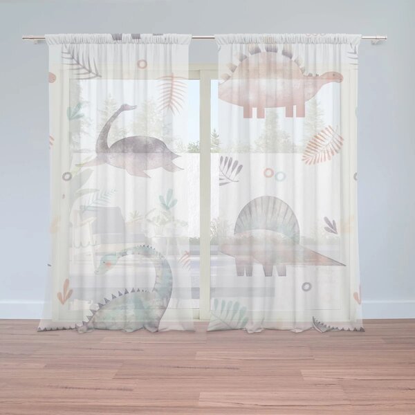 Sablio Záclony Malovaní dinosauři: 2ks 150x250cm