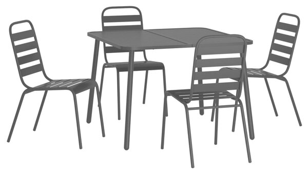 5dílný zahradní jídelní set antracitový ocel