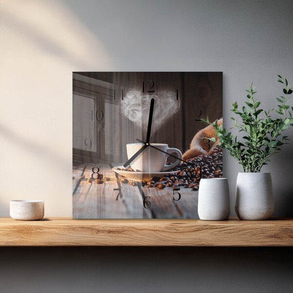Skleněné hodiny na stěnu Láska k kávě zskc-30x30-00059861