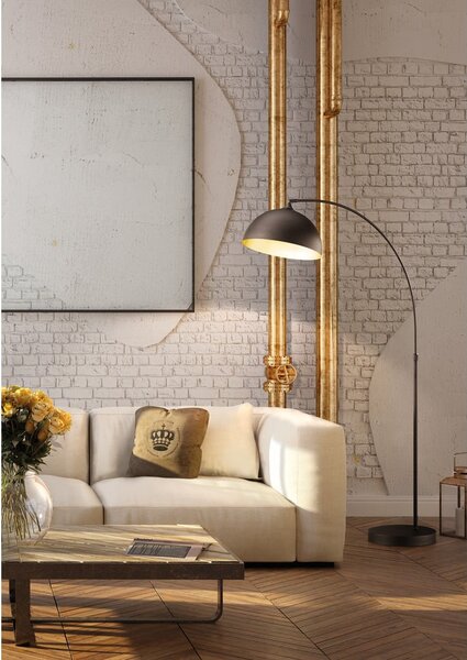 Černá stojací lampa s kovovým stínidlem (výška 200 cm) Leitung – Fischer & Honsel