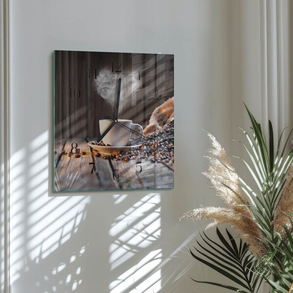 Skleněné hodiny na stěnu Láska k kávě zskc-30x30-00059861