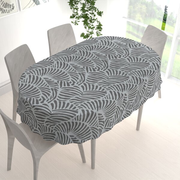 Biante Bavlněný oválný ubrus Sandra SA-805 Velký šedý abstraktní listový vzor 50x100 cm