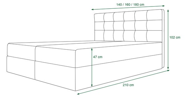 Manželská postel 200x200 s úložným prostorem RIJAN - černá