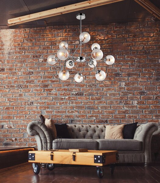 Candellux Chromový závěsný lustr Best pro žárovku 12x E14 30-64806