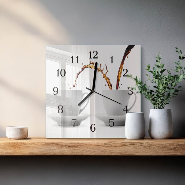 Skleněné hodiny na stěnu Šálky kávy zskc-30x30-00059927