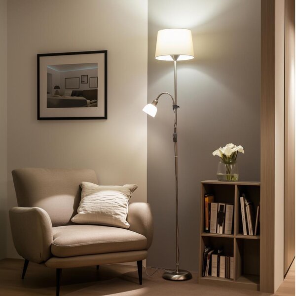 Brilagi - Stojací lampa CERIA 1xE27/100W/230V + 1xE14/25W matný chrom/béžová