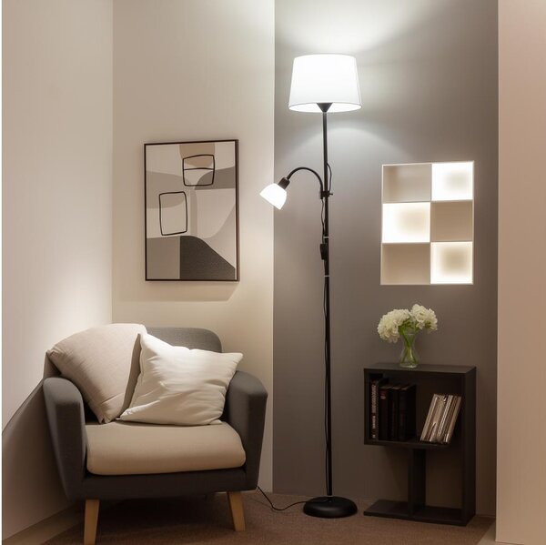 Brilagi - Stojací lampa CERIA 1xE27/100W/230V + 1xE14/25W černá/bílá