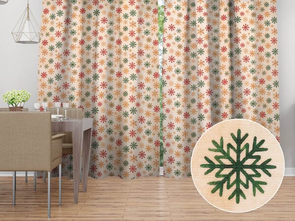 Biante Dekorační závěs Leona LN-179 Barevné vločky na béžovém 130x140 cm