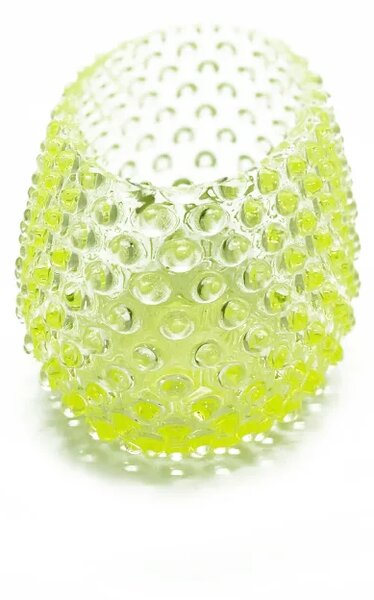Sklárna Častolovice - Váza - Mísa lodička velká - Ananas - Hobnail - uranová žluť
