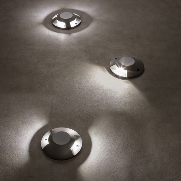 Arelux PK02WW Xpuck, šedé zemní svítidlo s dvojsměrným svícením, 2x6W LED 3000K, prům. 20cm, IP67