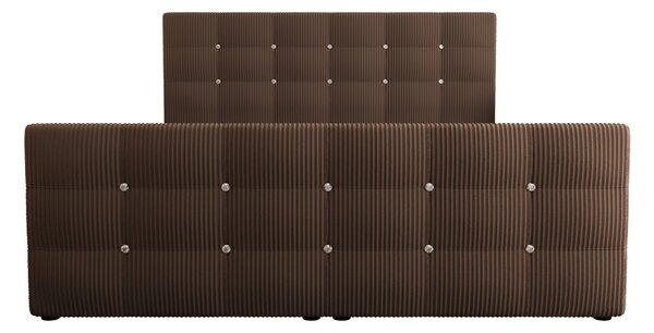 Čalouněná boxspringová postel 140x200 s úložným prostorem KAUR - hnědá