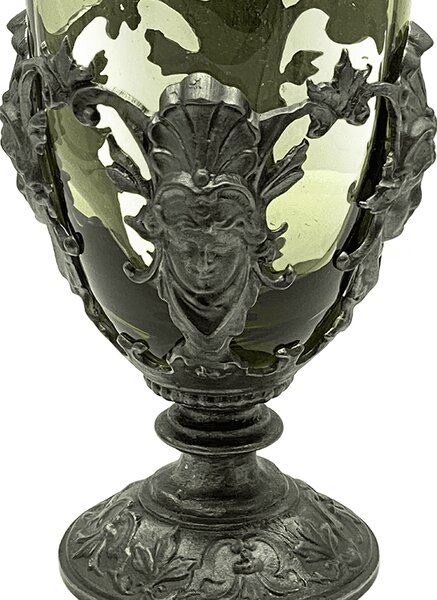 Sklárna Častolovice - Karafa zdobená cínem Art Nouveau