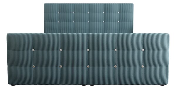 Čalouněná boxspringová postel 140x200 s úložným prostorem KAUR - tyrkysová