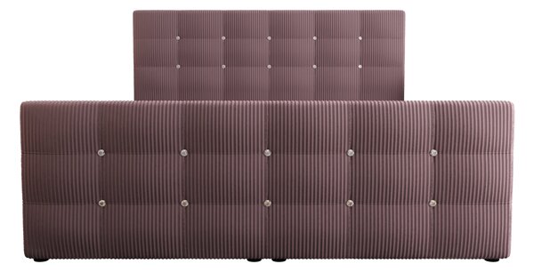Čalouněná boxspringová postel 140x200 s úložným prostorem KAUR - růžová