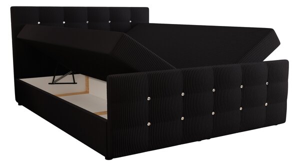 Čalouněná boxspringová postel 140x200 s úložným prostorem KAUR - černá