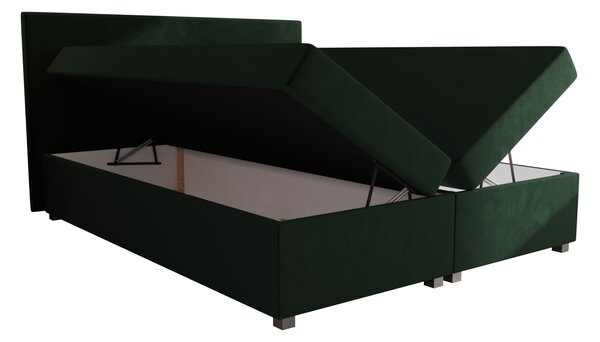 Manželská čalouněná postel 140x200 s úložným prostorem ASSAR - tmavě zelená 1
