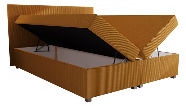 Manželská čalouněná postel 140x200 s úložným prostorem ASSAR - žlutá