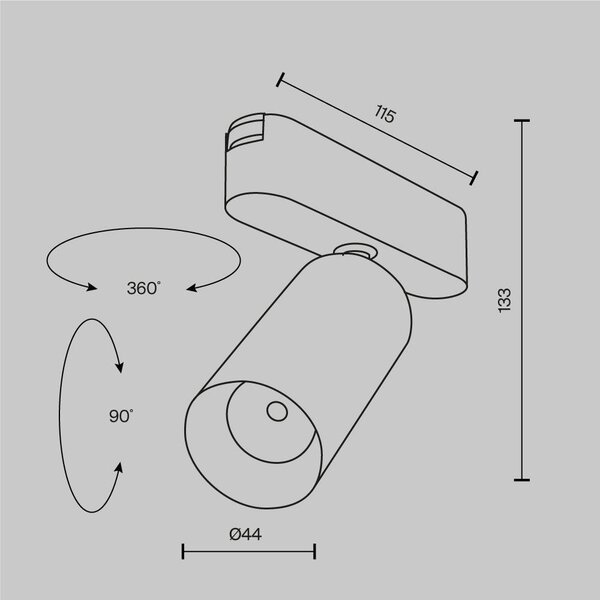 Svítidlo pro kolejnicový systém Focus LED Magnetic track system Radity 3000K 12W 36d TR103-1-12W3K-M-W - MAYTONI