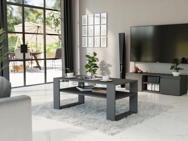 Konferenční stolek Framire obdélníkový 90 x 58 x 55 cm antracit