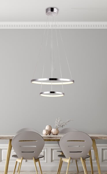 Candellux Chromové závěsné LED svítidlo Lune kulaté 50cm 40W 32-64769