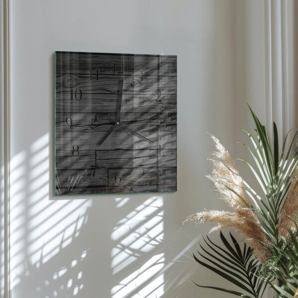 Skleněné hodiny na stěnu Dřevo zskc-30x30-00060197