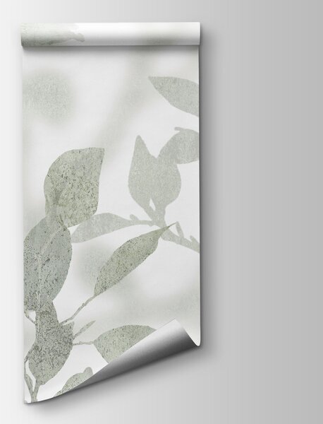 Fototapeta Bílé a šedé pozadí s listy a tahy štětcem, Přírodní fototapety, Populární fototapety, w03911v1 - Tapeko.co.cz