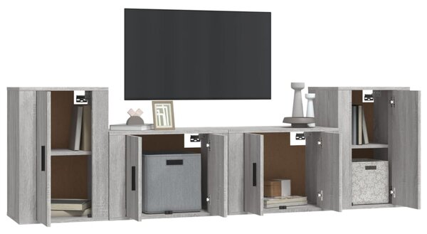 4dílný set TV skříněk šedý sonoma kompozitní dřevo 3188548
