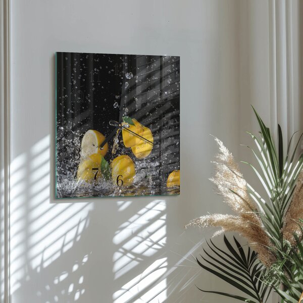 Skleněné hodiny na stěnu Citrony zskc-30x30-00060257