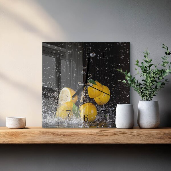 Skleněné hodiny na stěnu Citrony zskc-30x30-00060257