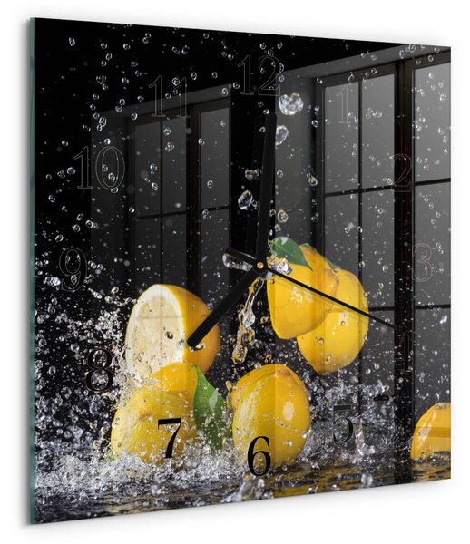 Skleněné hodiny na stěnu Citrony zskc-30x30-00060257