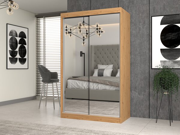 Šatní skříň s posuvnými dveřmi Igatossa 120 C (dub artisan) (se zrcadlem)