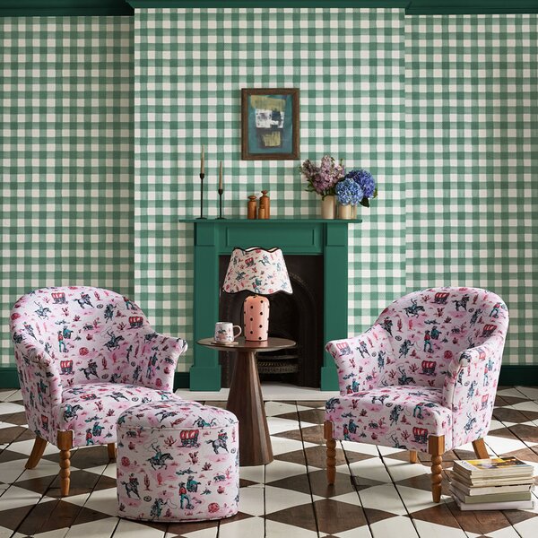 Vliesová tapeta na zeď, zelená, kostka, káro, 125516, Cath Kidstone