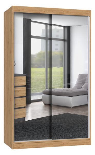 Šatní skříň s posuvnými dveřmi Igatossa 120 C (dub artisan) (se zrcadlem)