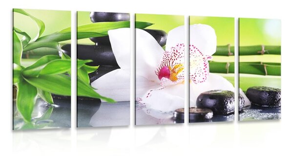 5-dílný obraz japonská orchidej
