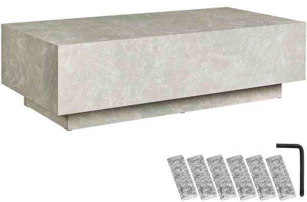 Tectake Konferenční stolek Lasley s podstavcem, nosnost 45 kg - Vzhled travertinu, 120 x 60 x 35 cm