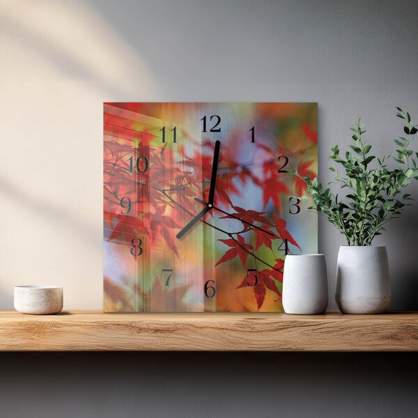 Skleněné hodiny na stěnu Javorové listy zskc-30x30-00169623