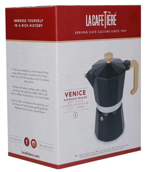 La Cafetière Venice moka konvička 6 šálků 290 ml černá | Konvice na espresso a moka kávu LCVEN6CPBLKW