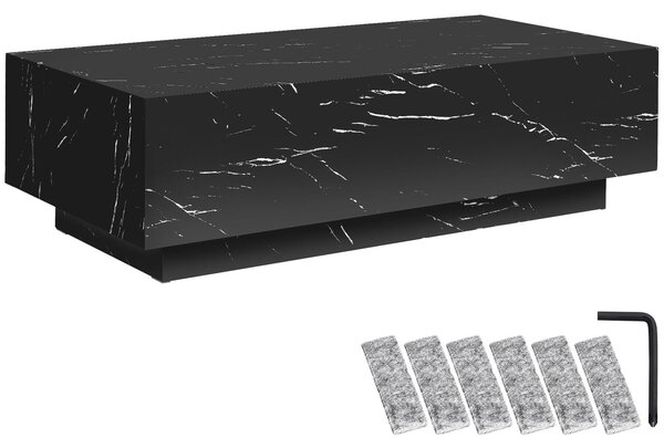 Tectake Konferenční stolek Lasley s podstavcem, nosnost 45 kg - Vzhled černého mramoru, 120 x 60 x 35 cm