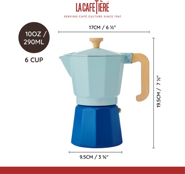 La Cafetière Venice moka konvička 6 šálků 290 ml modrá | Konvice na espresso a moka kávu LCVEN6CP2TSKY